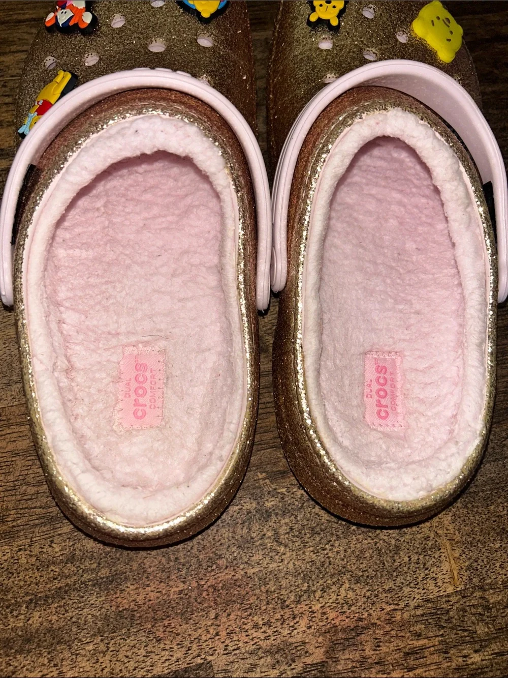 Children's Glitter Winnie the Pooh Lined One-Piece Clog - Pink/Gold